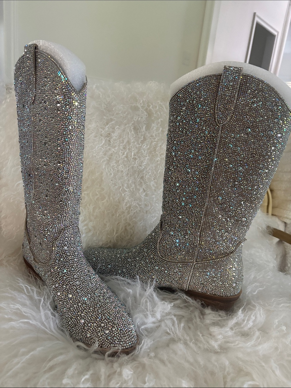 Madden Girl Redford Rhinestone Embellished Western Heeled Boots 9